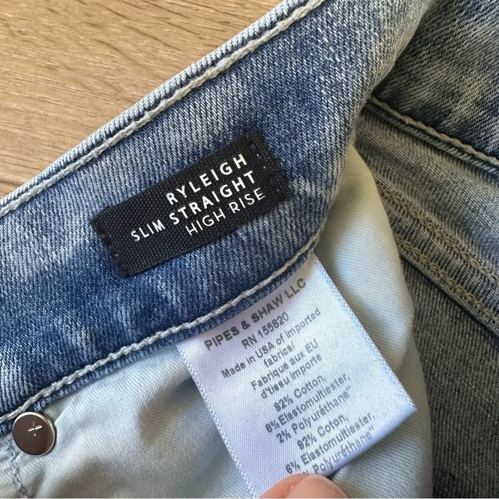 Veronica Beard Ryleigh High Rise Slim Straight Jeans in Vail Wash Sz 28